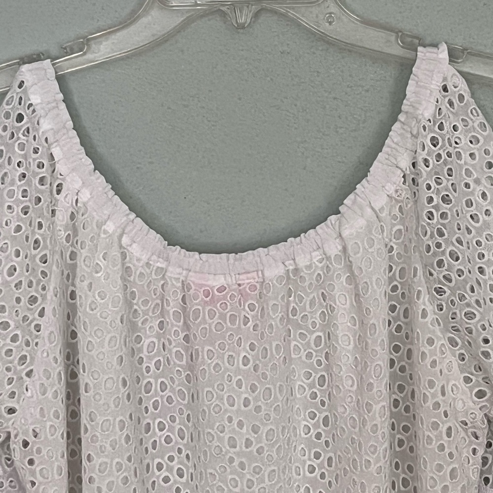 Lilly Pulitzer Lillette Top Resort White Eyelet Crinkle Chiffon Cottagecore XS - Picture 9 of 16
